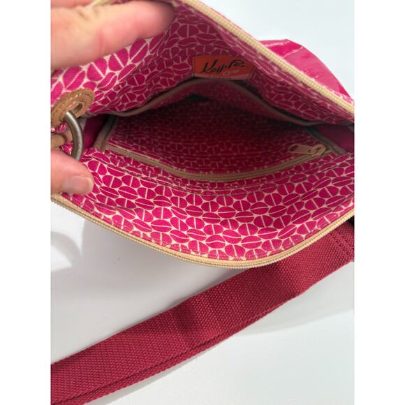 FOSSIL KEY-PER Pink Canvas CROSSBODY BAG Shoulder Bag Purse Geometric Print - Picture 8 of 11